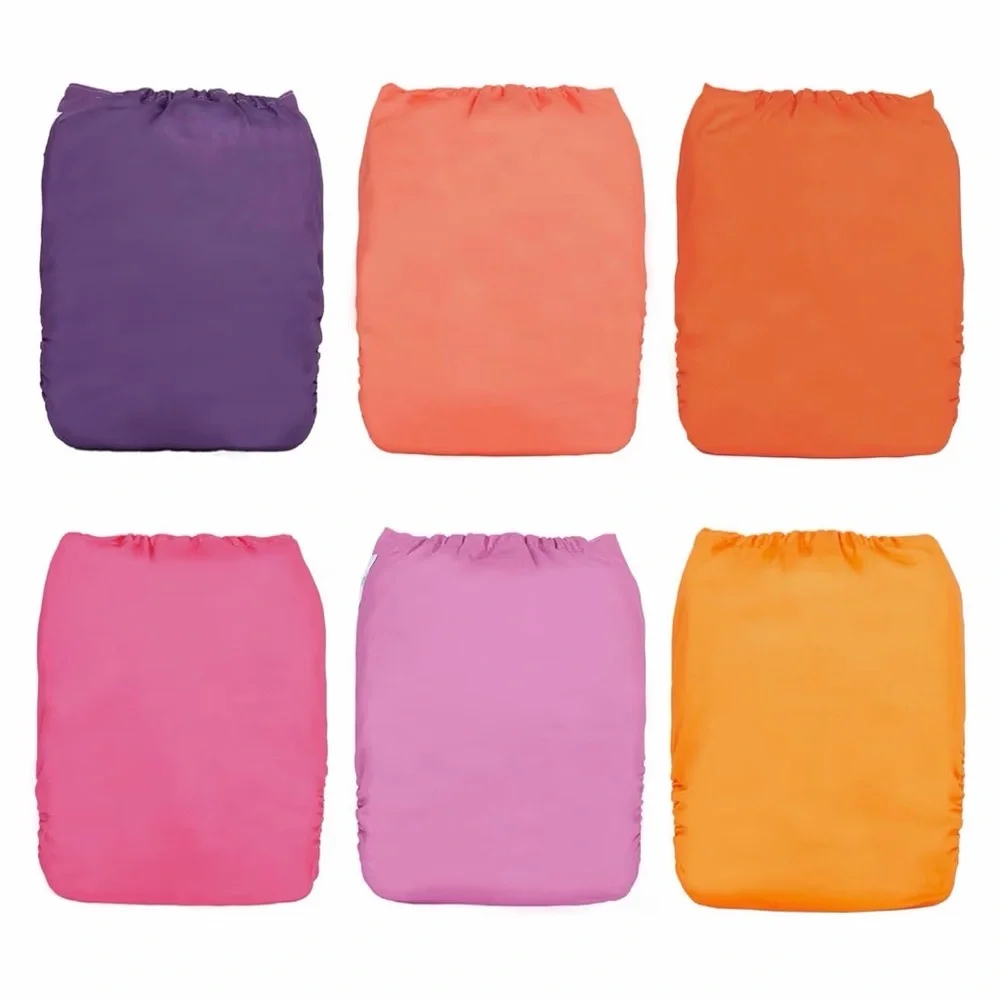 babygoal Cloth Diapers 6 Pack+6pcs Rayon from Bamboo Inserts+Wet Bag,toddler